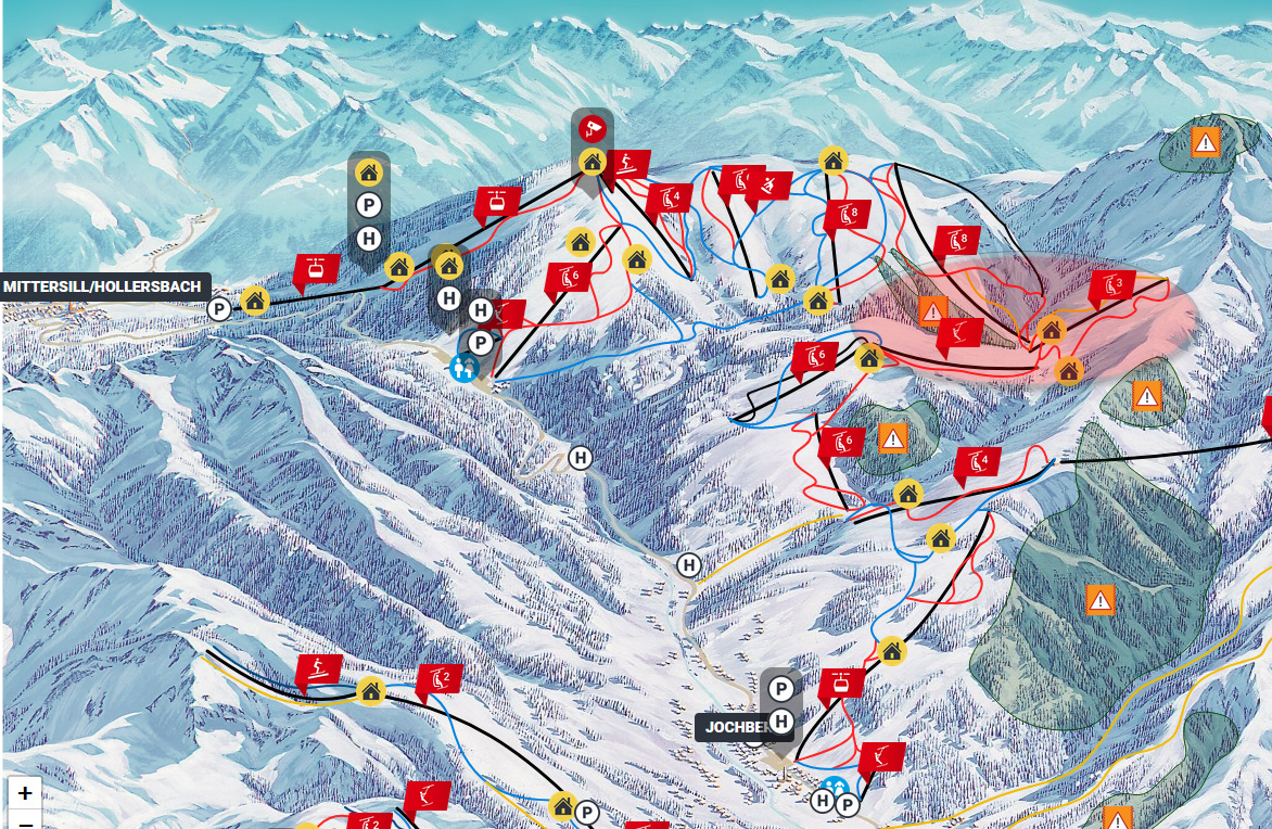 Nieuwe Gauxjoch en Trattenbach op pistekaart